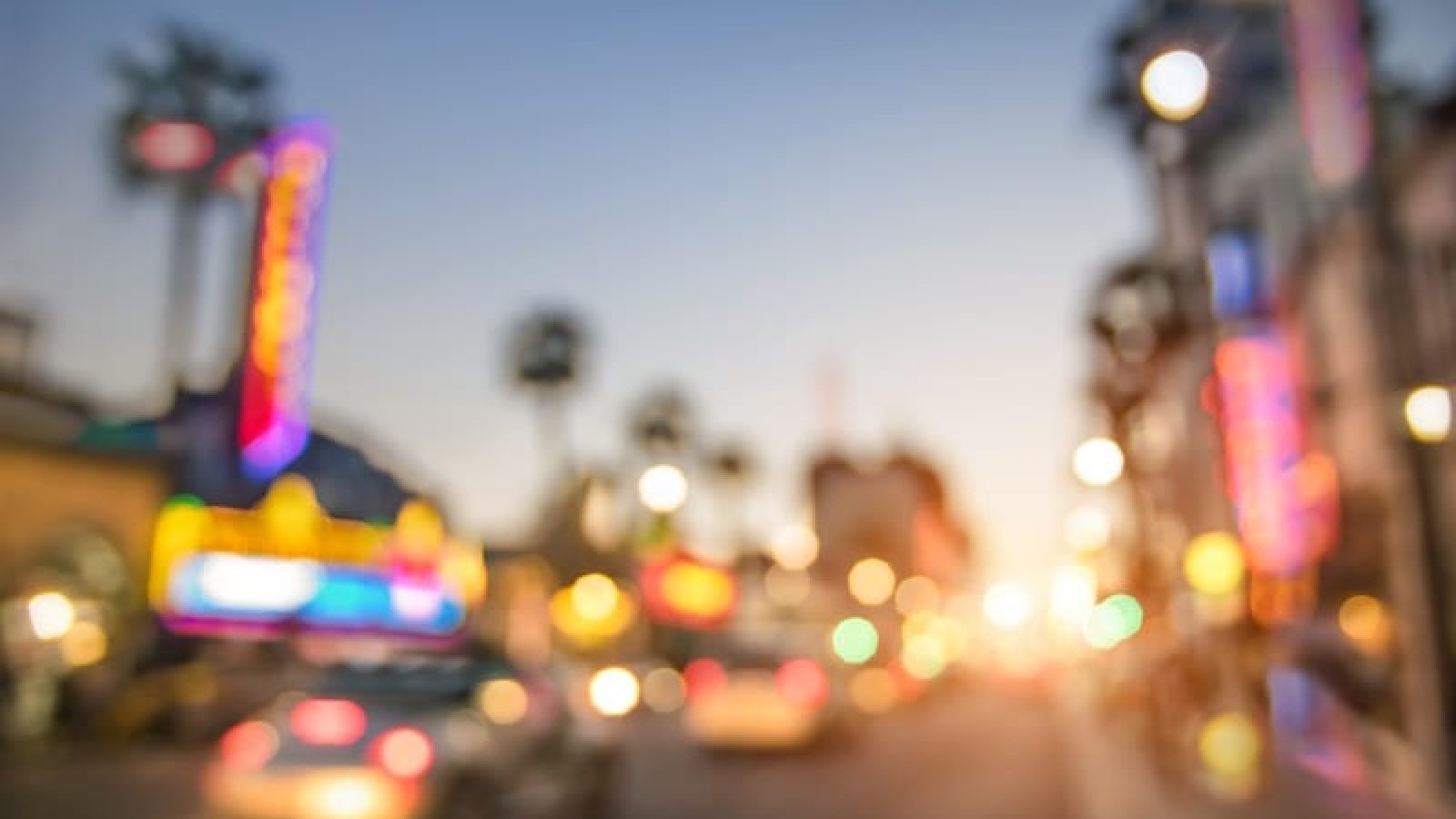 Defocused blur of Hollywood Boulevard in Losa Angeles